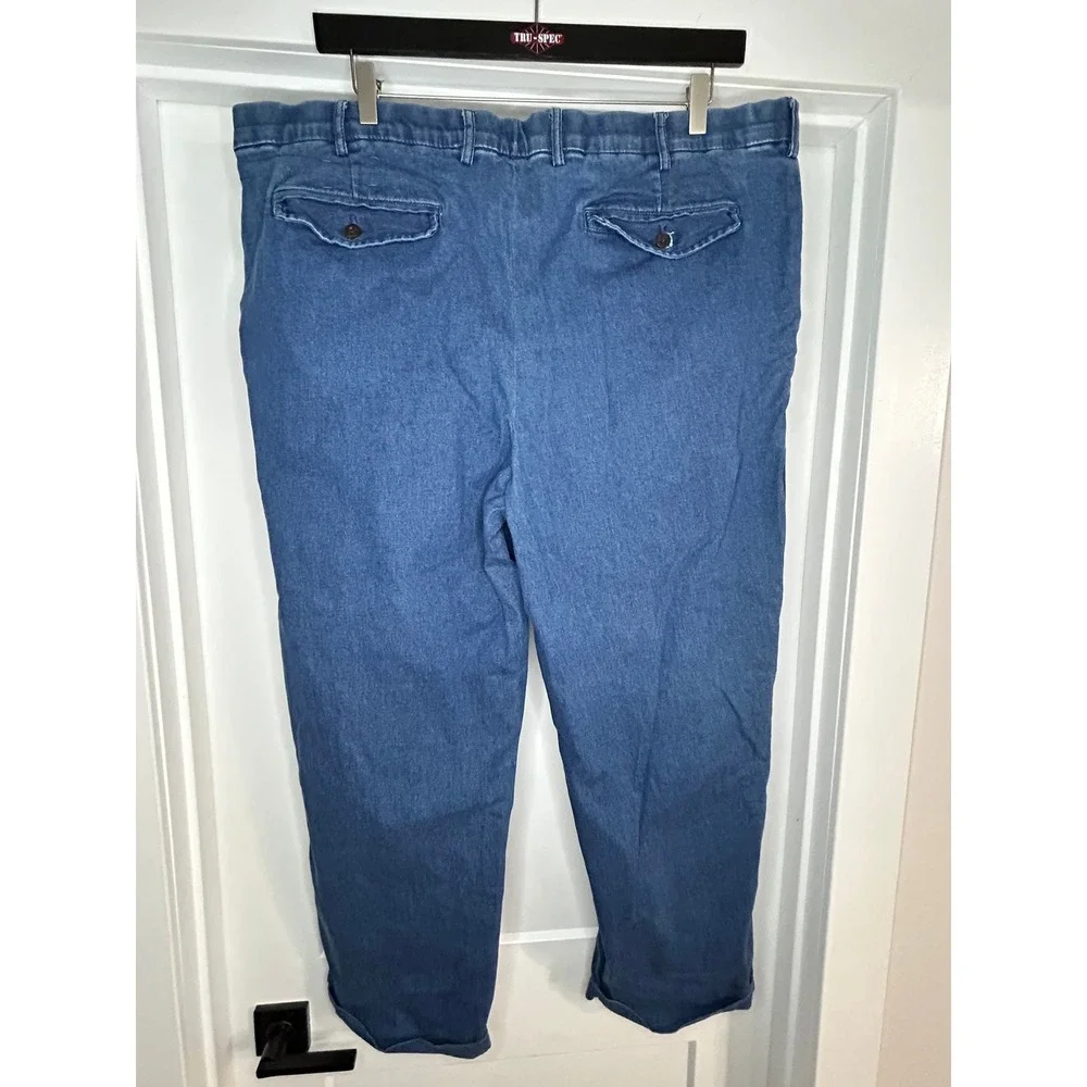 Orvis Sporting Traditions Mens Blue Denim Chino Pants 44x29 Stretch Cotton - Picture 6 of 9